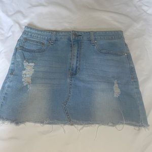 distressed jean skirt